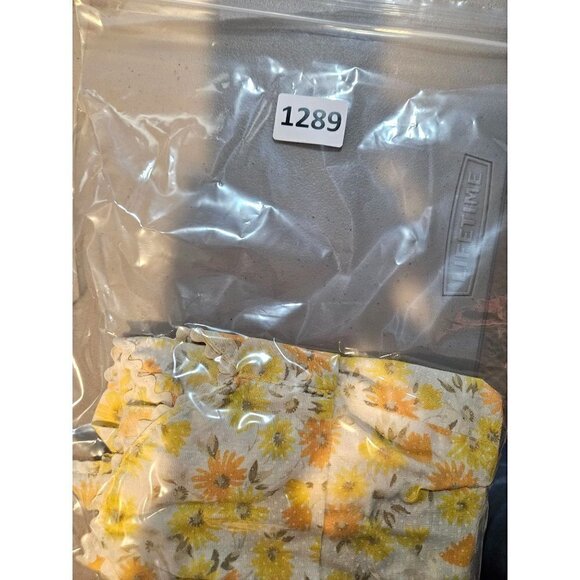 Vintage Handmade Kitchen Apron Yellow Floral Pockets Ric Rac Polka Dot Tie Waist - Picture 10 of 10